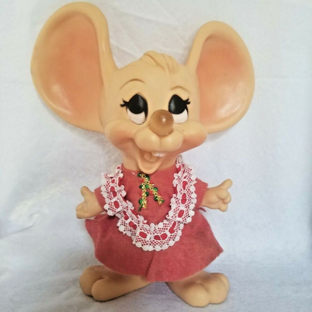 Vintage BIG EAR GIRL MOUSE Doll Figure Huron Products 50's Plastic Vinyl